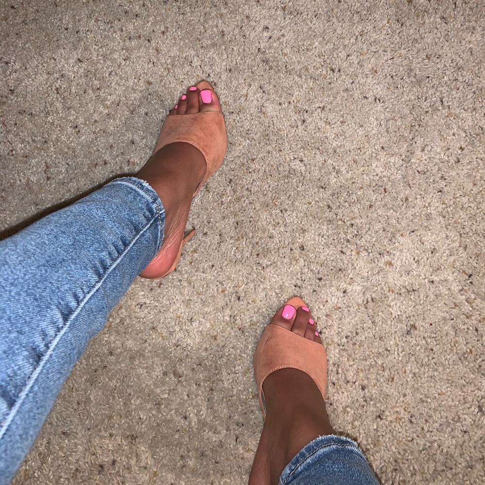 Nude Pointed Toe Mules